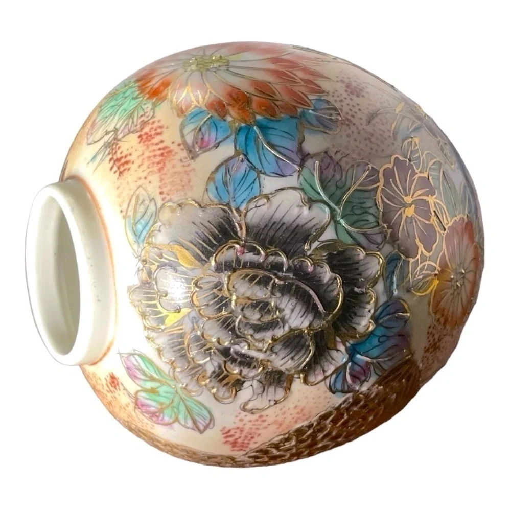 Vintage Chinese Export Partridge Chrysanthemum Hand-Painted Porcelain Vase